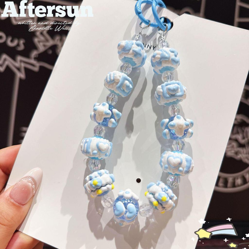 Расписанный вручную бисерный шнурок для телефона и брелок-шарм