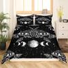 Death Moth Duvet Cover Set King Queen Full Twin Size Galaxy Sun and Moon Polyester Comforter Cover Boho Gothic Skull Bedding Set
