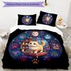 Cat Glass Window Pattern Bedding,Quilt Set Quilt Cover Pillowcase Home Birthday Gift (1*duvet cover+2*pillowcase,without core)
