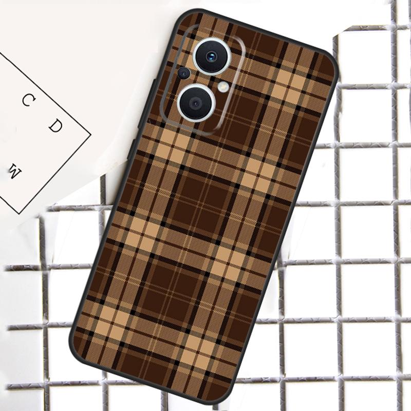 Коричневый клетчатый чехол для телефона для OPPO Reno 13F 13 12 11 14 F 10 Pro 8T 7 8 Lite OPPO Find X9 X6 X5 X8 Pro