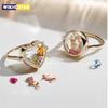 Hot Selling Heart-shaped Circular Box Ring That Can Be Opened DIY Colorful Zircon Accessories Gold-plated
