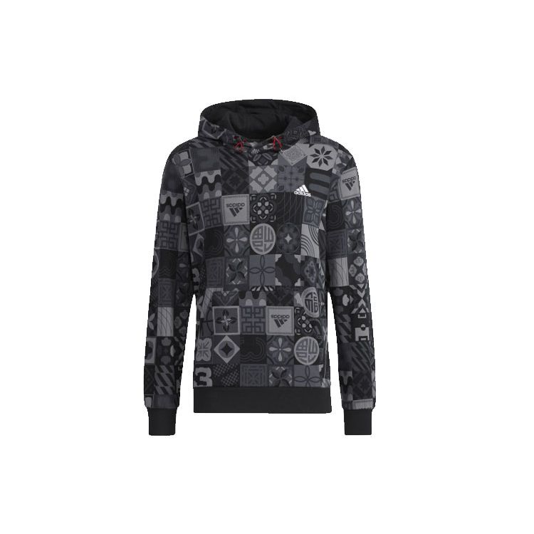 adidas Оригиналы CNY AOP Толстовка с капюшоном и полным принтом Флисовая кофта Мужская Core Black HC0271