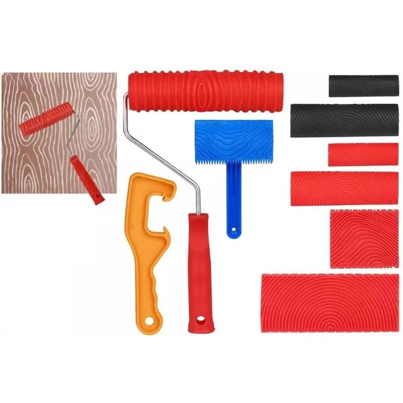 Удобный для DIY резиновый текстурный валик создает рисунок натурального дерева, инструмент для покраски стен для проектов домашнего ремонта