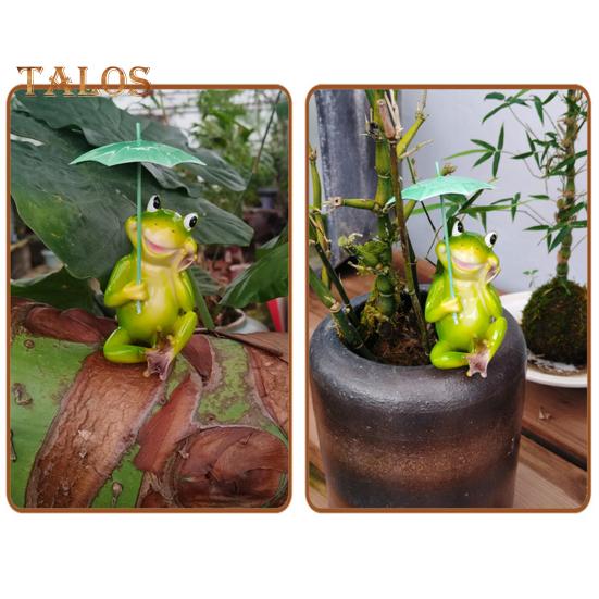 Frog Garden Statue Resin Frog Figurine with Umbrella Yard Ornament Outdoor Frog Sculpture Decor for Garden Patio