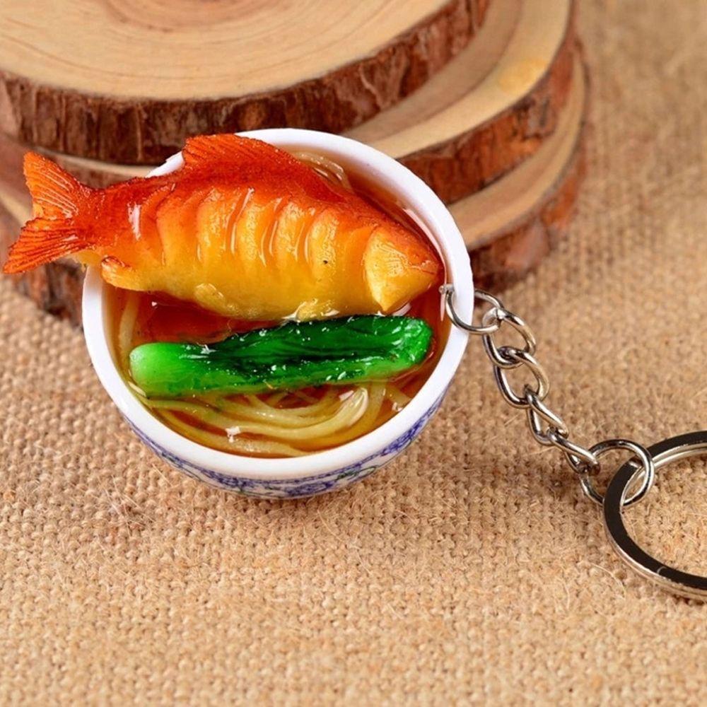Porcelain Delicious Food Bag Pendant Noodle Keychain Simulation Food Bowl Keyrings Food Key Chains
