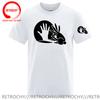 Unisexs High Quality Rabbit TShirt 100 Cotton Funny Shadow Puppet Design Print Casual Loose ONeck For Male TShirt Tops Tees