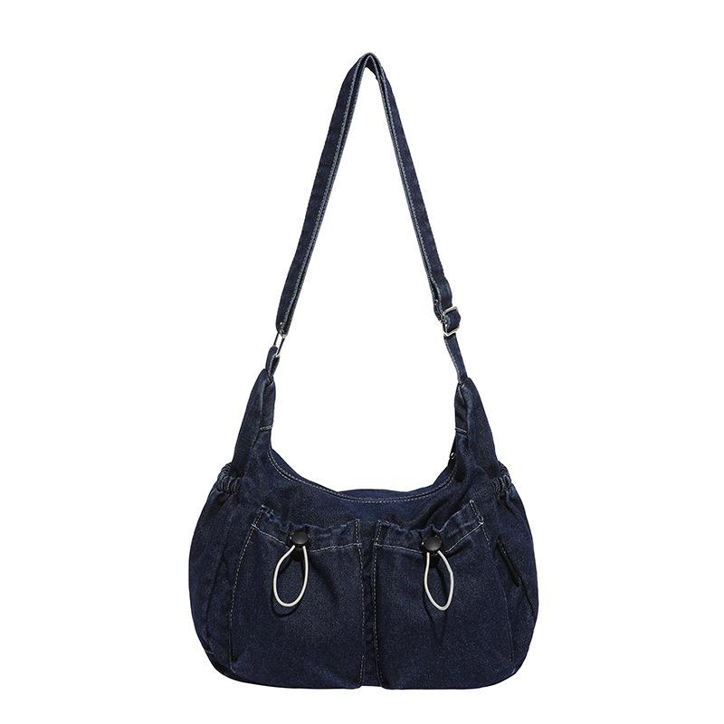 Новая модная и персонализированная женская плечевая сумка большой вместимости, джинсовая сумка-мессенджер с эффектом стирки, ретро женская сумка, сумка под мышкой.