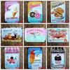 Cake Hamburger Ice Cream Europe and America Retro Frameless Tin Painting Bar Fashion Decoration Gift Crafts