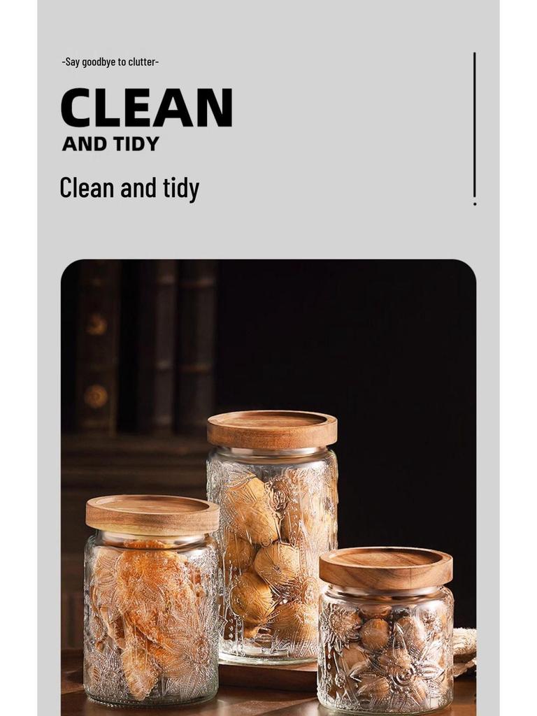 Стеклянная герметичная банка для хранения закусок, сухофруктов, чая, сахара и зерновых