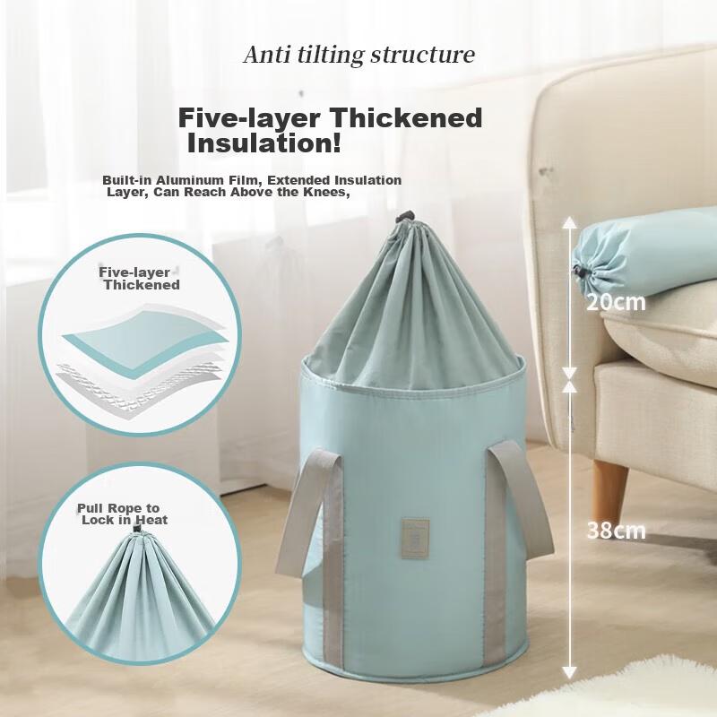 Foldable Foot Soaking Bucket, Thickened Insulated Portable Raised Bucket, Foot Soaking Health Bag, Foot Bath Basin for Over-Knee Use