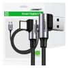 Кабель USB на USB-C, угловой Ugreen US176, 3A, 0.5 м (Черный)