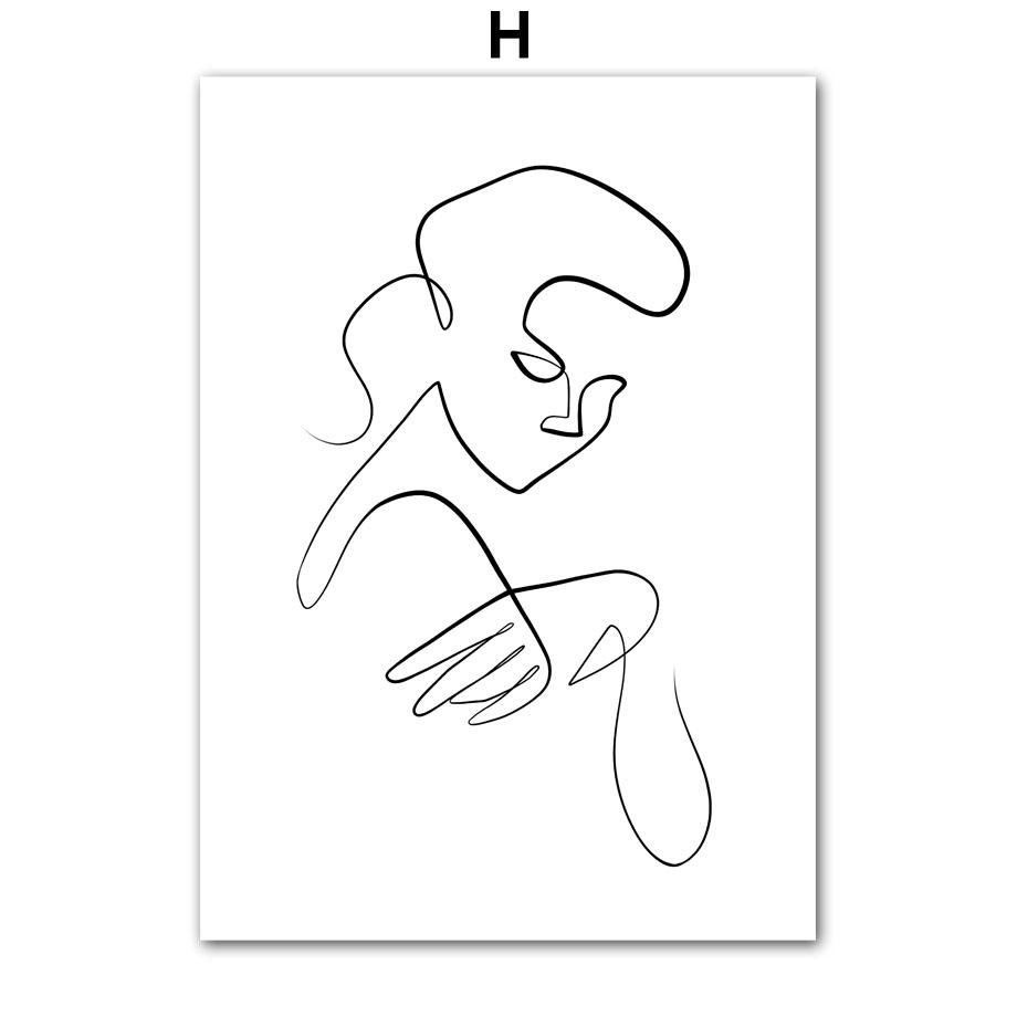 Настенная картина на холсте, линия, девушка с цветочным узором, минималистичные постеры на скандинавскую тему и принты, настенные панно для гостиной, домашний декор