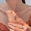 5Pcs Elegant Crystal Zircon Set Zirconia Ring Necklace Bracelet Earrings Simple Set Zircon Fashion Versatile Trendy Zircon