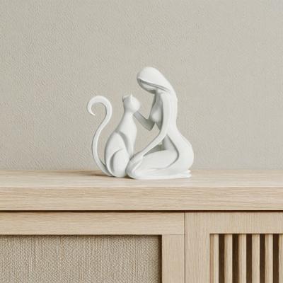 3D-печатная скульптура, форма женщины и кошки, матовая отделка, прочная фигурка, элемент декора в стиле легкой роскоши для дома