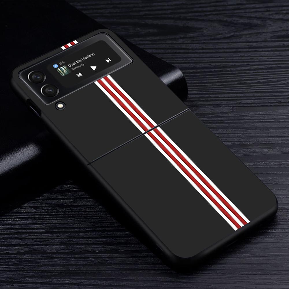 Чехол для мобильного телефона Samsung Galaxy Z Flip3 Flip4 5G черный чехол Z Flip 3 жесткий ПК роскошный чехол Zflip3 Funda спортивные фирменные полосы