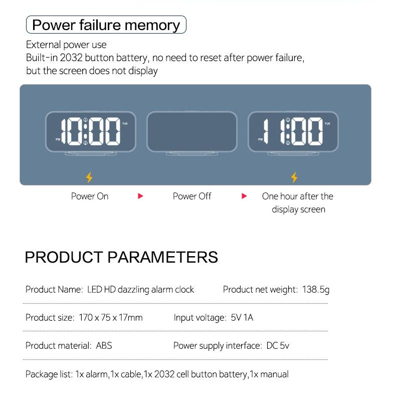 Цифровой будильник RGB с подсветкой RGB Mood Lighting, 2 будильника, ночной режим, неограниченный повтор сигнала, настольные часы, выход 12/24 ч, зарядка через USB Type-C, светодиодные часы