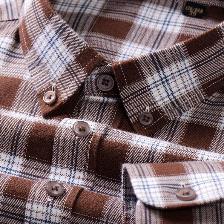 Рубашки в клетку из чистого хлопка с двусторонним начесом, в стиле business casual, с длинным рукавом, фланелевые, осенние, мягкие, мужские, классические, новые, высокого качества