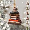 3D Bookshelf Bookshelf Christmas Hanging Books Stacked Christmas Pendant  For Home