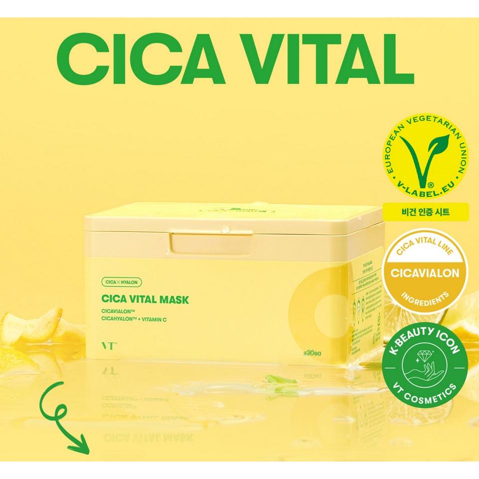 VT CICA Daily Soothing Mask 30 шт. Тканевая маска, Уход от прыщей ( Ежедневное успокаивающее / жизненно важное значение / коллаген / Reti-A