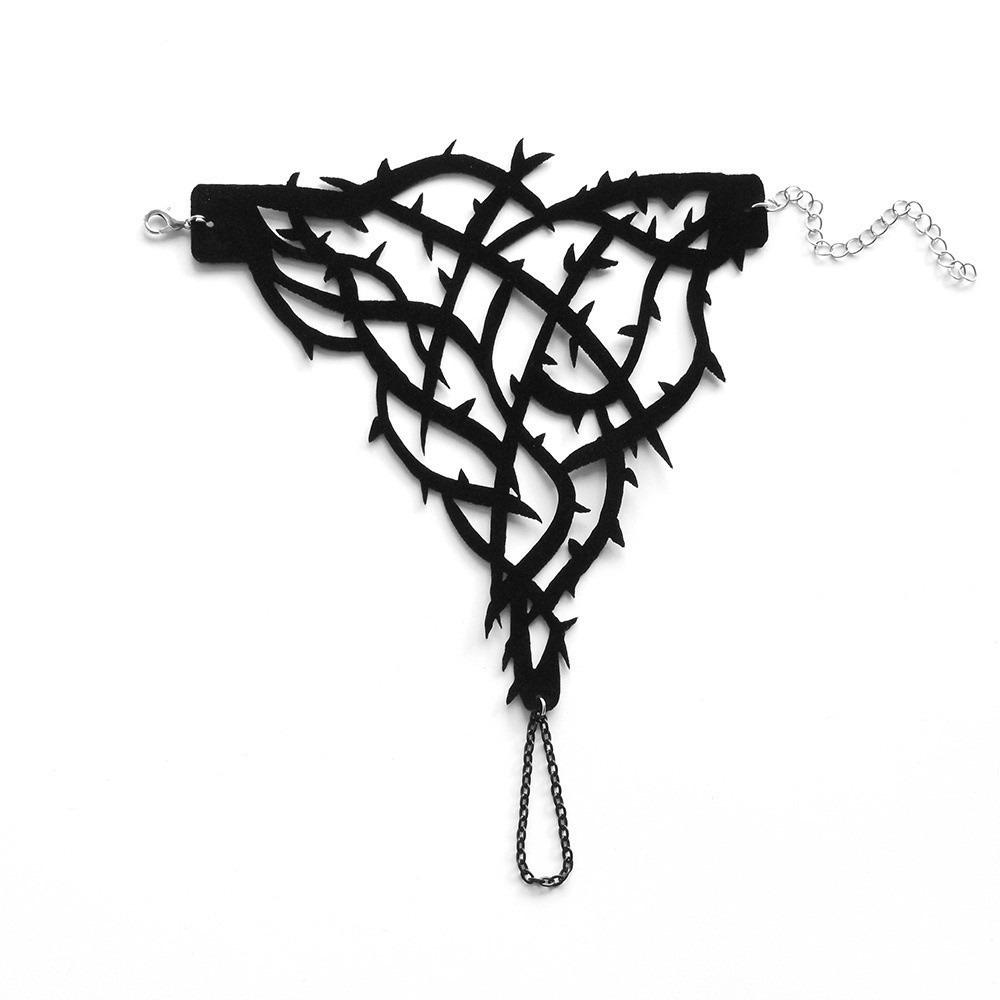 Velvet Spider Web Bracelet Black Spike Adjustable Hand Chain Gothic Bracelet Role Playing