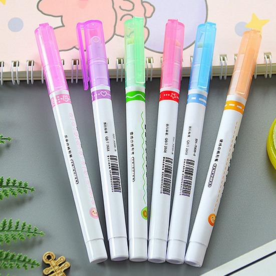 6/12/18Pcs Lace Pen Set Wave Shape Flower Pattern Highlighter Pens Fine Tip Markers Office School Supplies