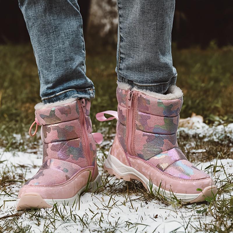 Новые детские уличные повседневные модные зимние ботинки на молнии, с плюшевой подкладкой, теплые, удобные, хорошо облегающие, для мальчиков и девочек