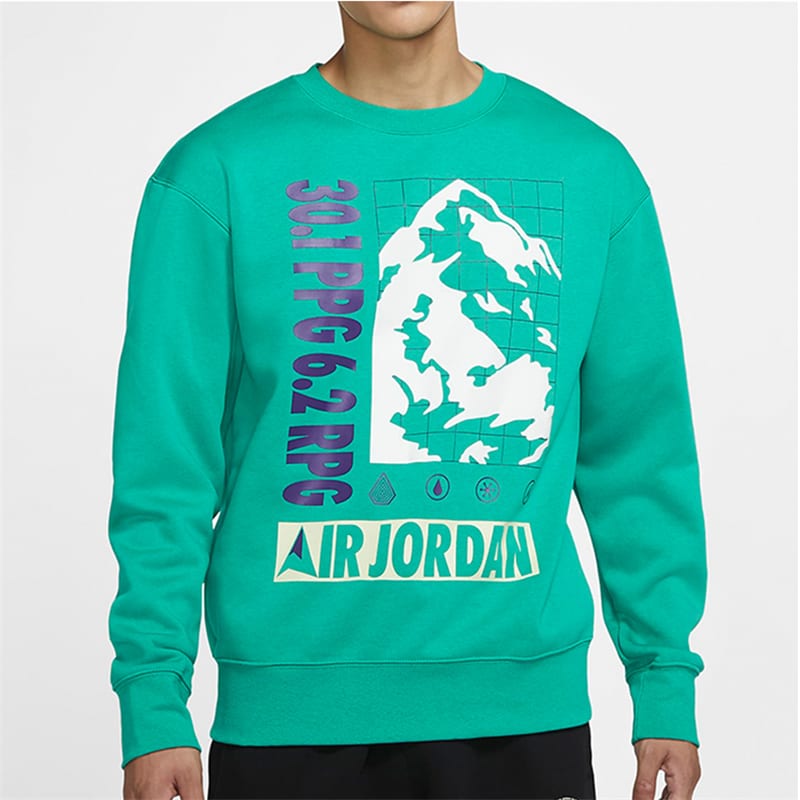 Jordan Air Jordan Mountainside Sweatshirts Men's Green Crew Neck Moderate Regular CT3492-370
