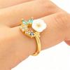 Unique Gold Color Flower Ring Exquisite Design Sparkling Inlaid Open-end Ring Sweet Crystal Zirconia Ring Vacation Accessories