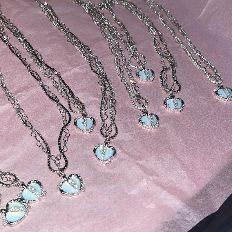 Kpop винтажный готический Y2K кулон с синим сердцем, колье на ключицу, цепочки и ожерелья для женщин и девочек, ошейники в стиле панк, гранж, эстетические украшения