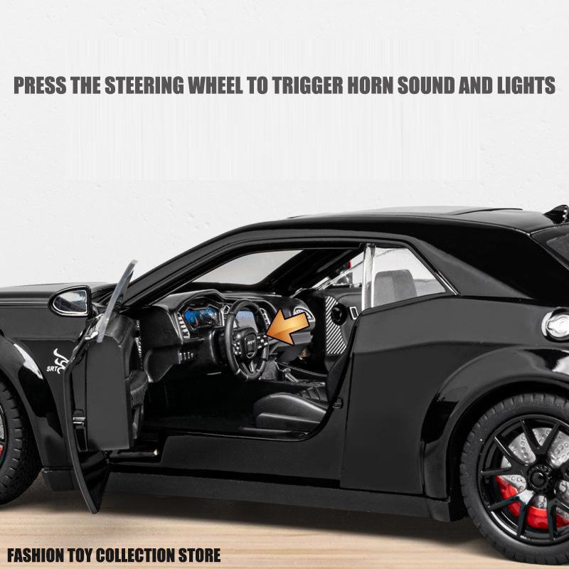 1/24 Dodge Challenger Hellcat игрушечная машинка литая Metel Cars игрушечные машинки с откидным механизмом Hellcat со звуком и светом Hellc для детей