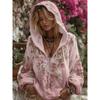 2025 Hooded Zip-up Sweatshirt with Trendy Japanese Cherry Blossom Art Print