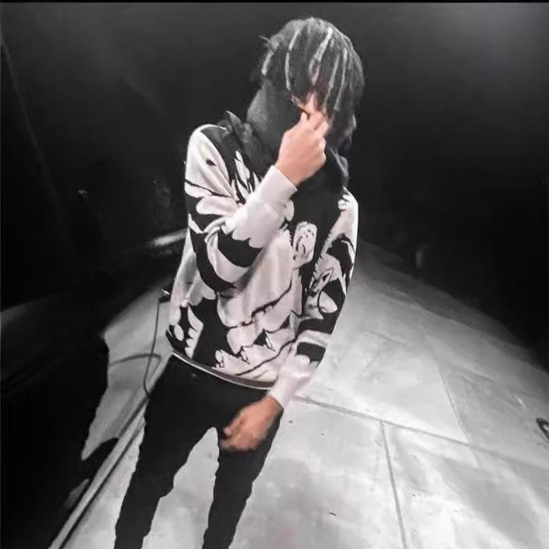 Европейский и американский свитер с круглым вырезом в стиле осени и зимы Y2K Street с рисунком из мультфильмов, свободный свитер с длинными рукавами для мужчин и женщин