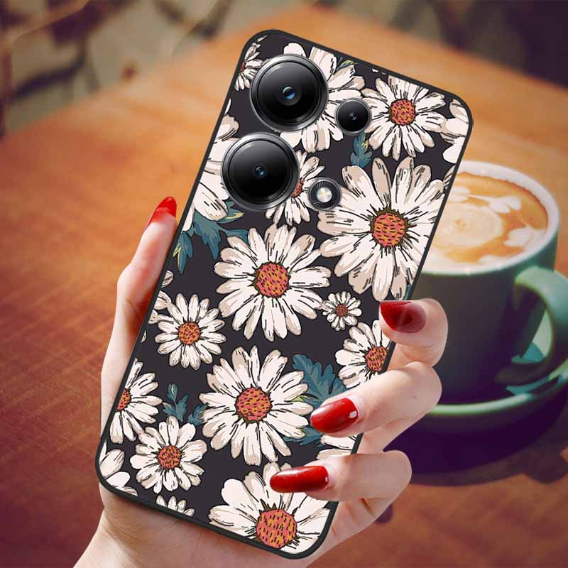 For Redmi Note 13 Pro 4G Case Flower 3D Relief Silicon Soft Phone Back Cover for Xiaomi Redmi Note13 Pro 4G Protection Shell TPU