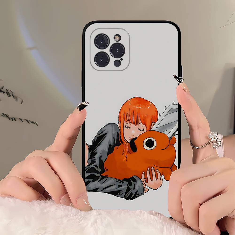Чехол для телефона Chainsaw Man P-Pochita для iPhone 17 Air 16 15 14 Plus 13 12 Mini 11 Pro Max Черный