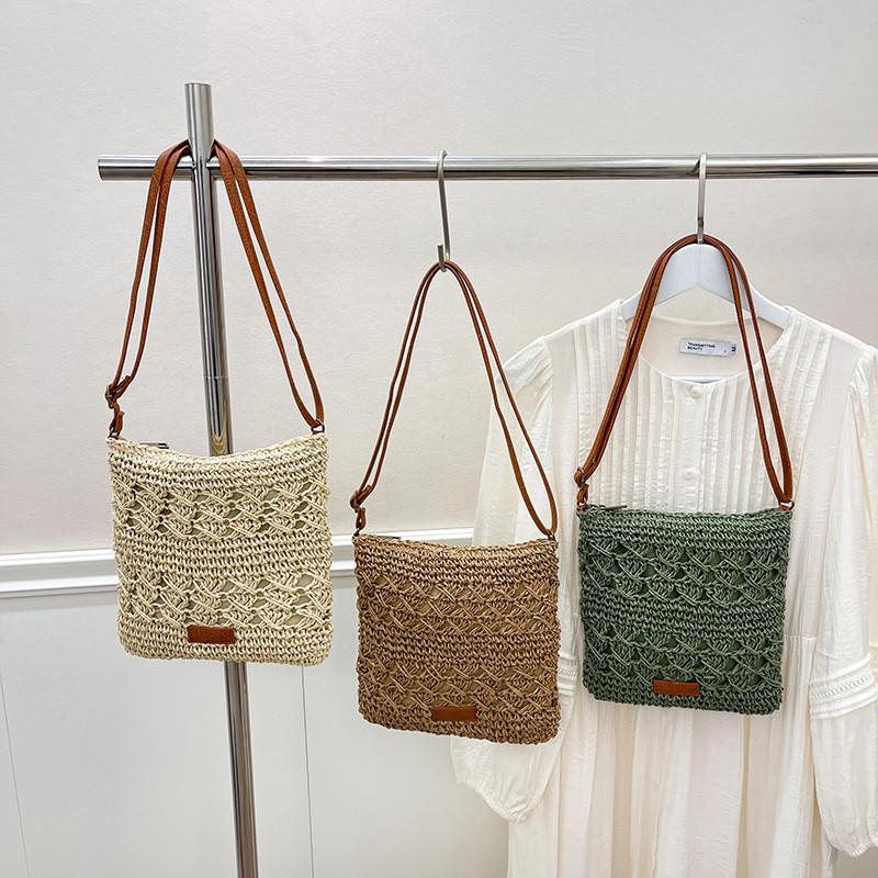 Simple Solid Color Casual Woven Shoulder Crossbody Bags For Daily Urban Style Women