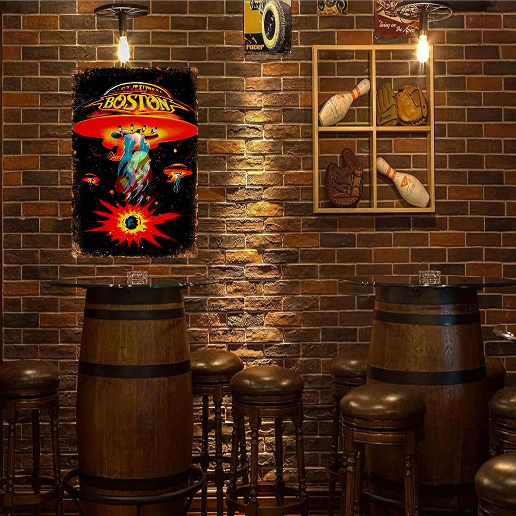 Iconic, Rock N Roll Vintage Metal Tin Sign - 8"x12" | Funny Rock Band Art for Home & Bar Decor, Durable Iron Wall Hanging