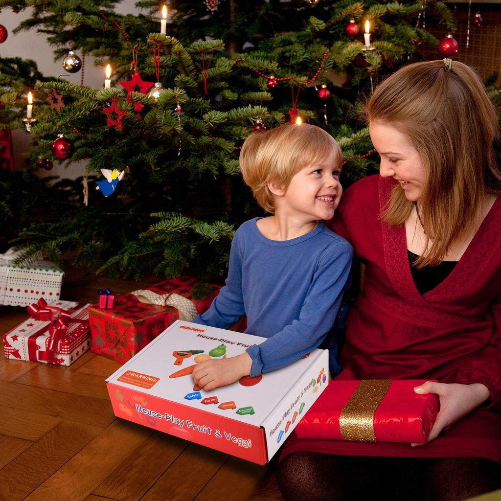 CARLORBO Toy Wooden Play House Fresh Vegetables Fruits Magnetic Ingredients Set Girls Boys Wooden Toy Quickly Cut Play House &