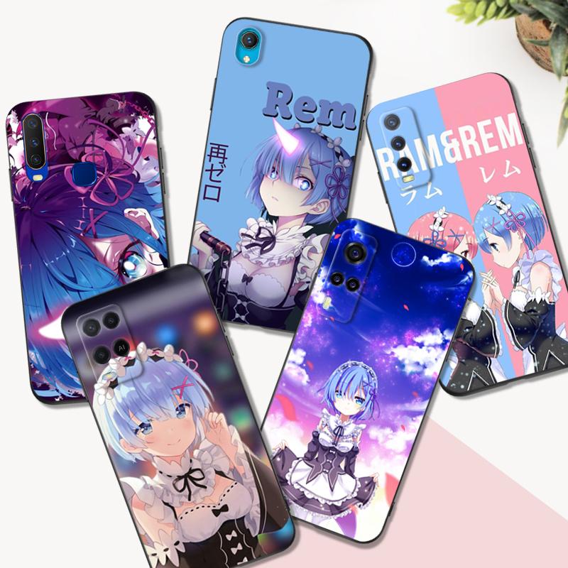 Black Tpu Case For Vivo Y01 Y2 Y12S Y12A Y50 Y15 Y15A Y15S Y17 Y3 Y11 Y50 Y50T Y51S 2019 2020 5G Ram Rem Anime Cartoon