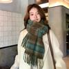 25 Scarves Women's Winter High-end Sense Autumn Gray Plaid Imitation Cashmere Scarf Design Sense Fashion Warm Scarf Shawl