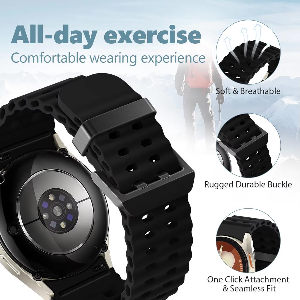 Морской ремешок для Samsung Galaxy Watch 7 FE 5 6 4 Classic 5 pro 40 44 мм Без зазоров Силиконовый браслет correa Galaxy Watch6 watch4 Ремешок