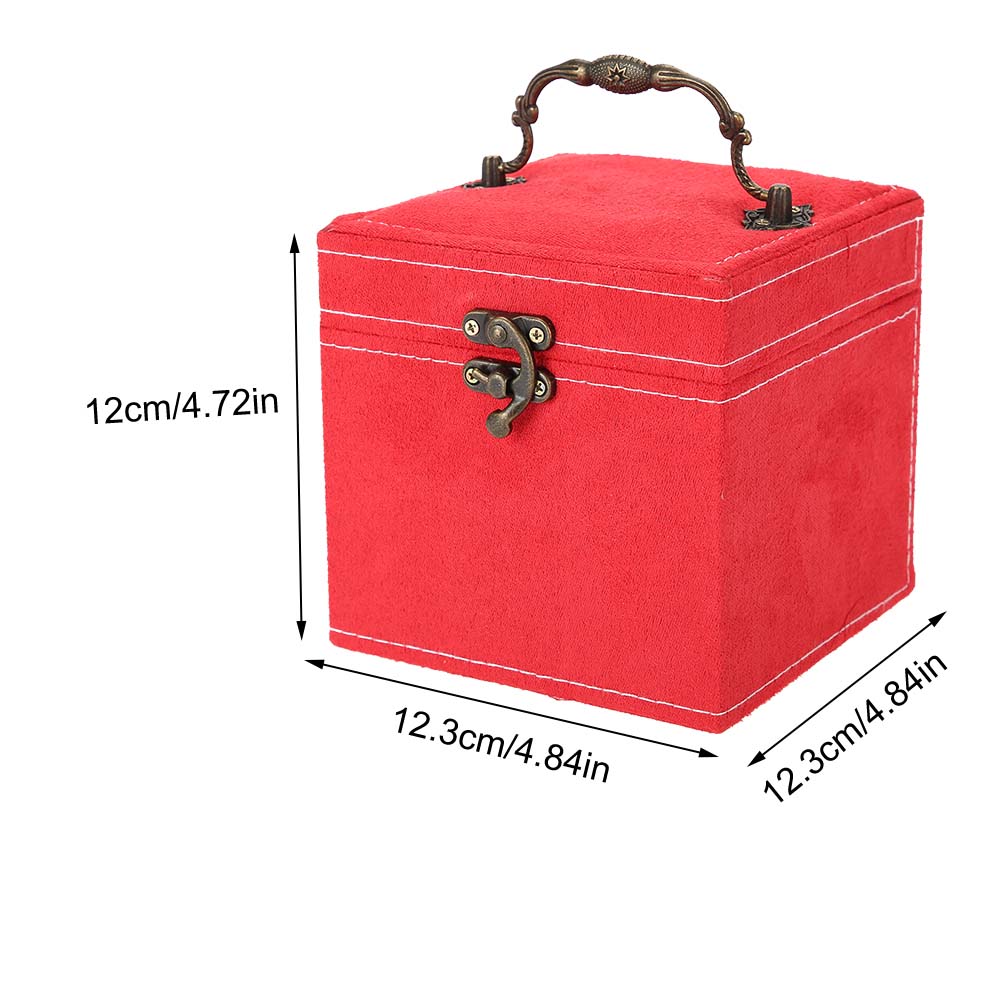 Деревянный красный однотонный трехслойный футляр для хранения ювелирных изделий