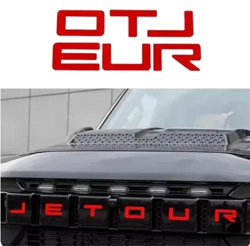 AAXX1 Чехол для запасного колеса автомобиля Предупреждающая наклейка Подходит для Jetour Traveller T2 2023 2024 2025 Аксессуары: Светящаяся наклейка с буквами на решетку автомобиля