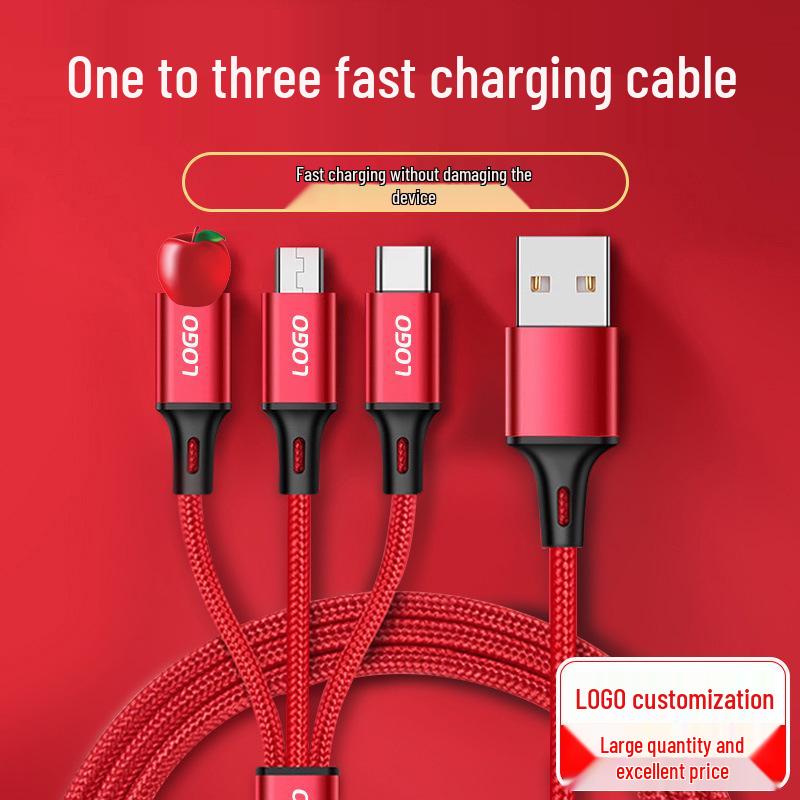 Плетеный 2А Быстрозарядный 3-в-1 Кабель для Huawei, Apple, Android - Идеально для Использования в Автомобиле