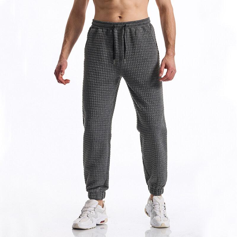 Grid Design Fabric Men's Casual Sports Pants Gym Sport Trousers For Men Jogger Sweatpants Running Workout Jogging Long Pants