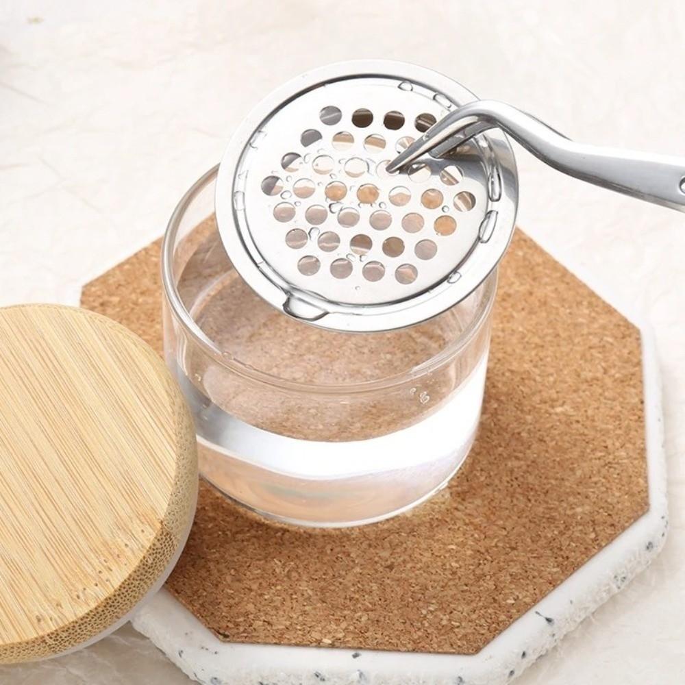 Round Nail Brush Cleaner Cup Stainless Steel Mesh Brushes Washing Cup Glitter Removal