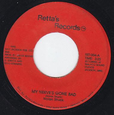 7-дюймовая пластинка NOLAN STRUCK - Мои нервы сдали RET004 Retta's Records 1980 США Соул/Фанк Б/У