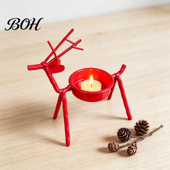 Sturdy Weighted Base Candle Holder Deer Shape Holder, Metal Tealight Stand for Dining Table Wedding Centerpiece Centerpiece, Decorative Antler