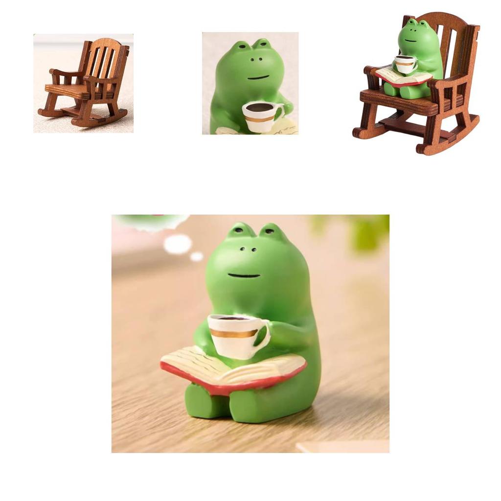 Whimsical Frog Rocking Chair Desktop Ornament Ideal For Office Decor Charming Healing Figure