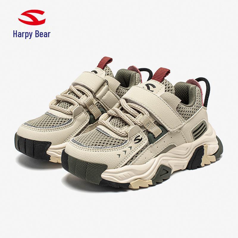 Дышащие спортивные туфли Habi Bear для мальчиков с двойной сеткой и застежкой-липучкой