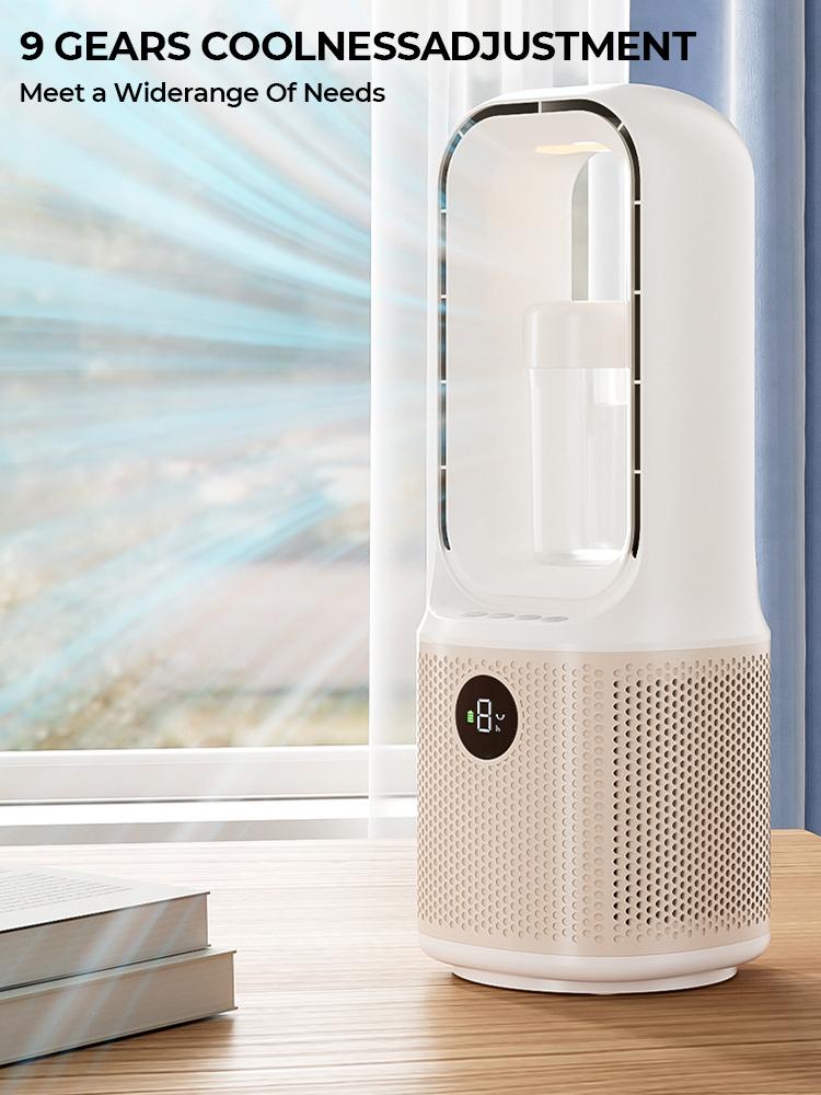 Безлопастной настольный вентилятор с 9 режимами скорости и сенсорным управлением, портативный кондиционер, охлаждающий вентилятор, башенный воздухоохладитель для офиса, спальни
